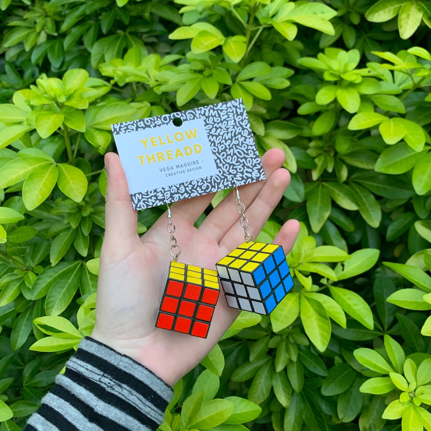 Vintage 80s Rubik’s cube quirky novelty earrings