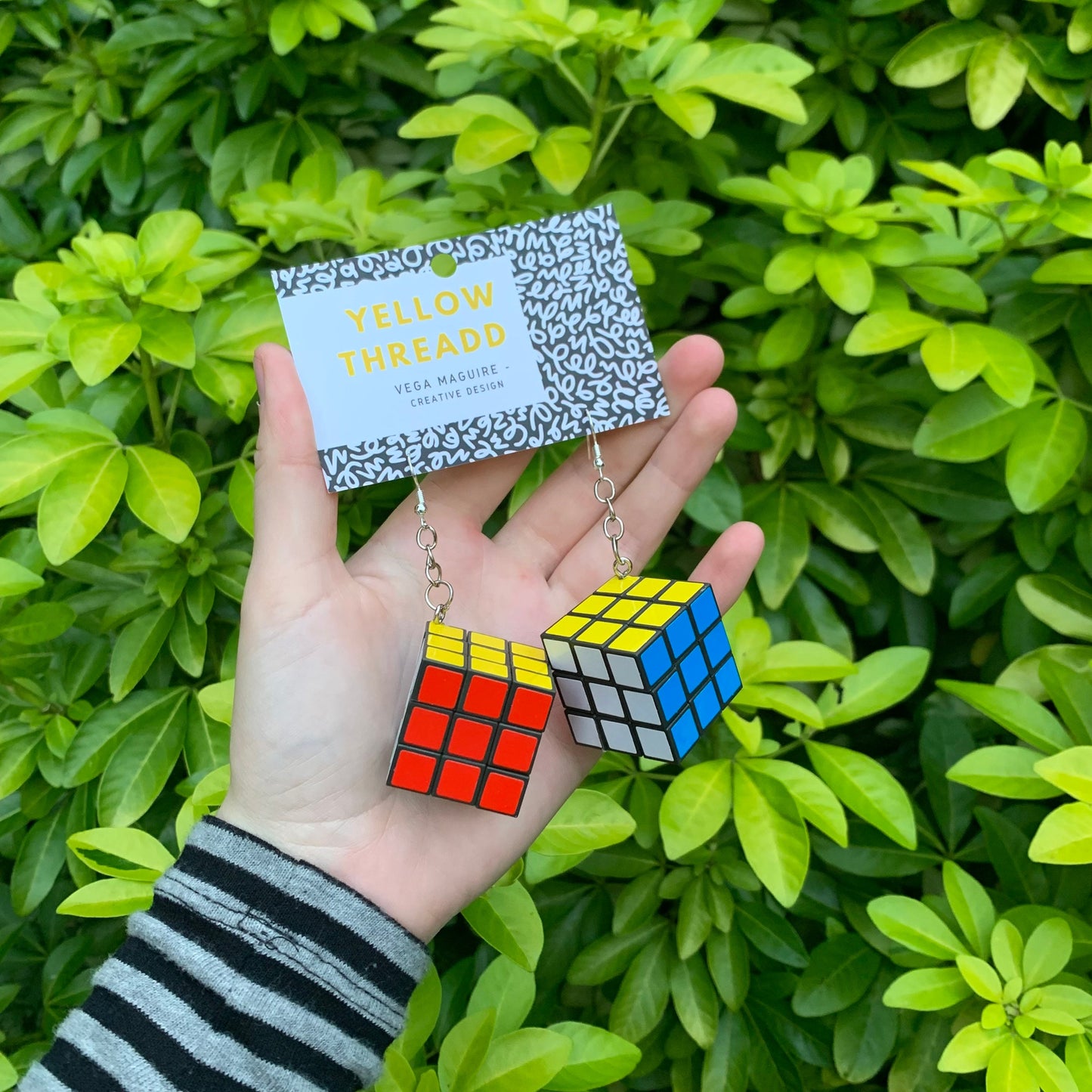 Vintage 80s Rubik’s cube quirky novelty earrings