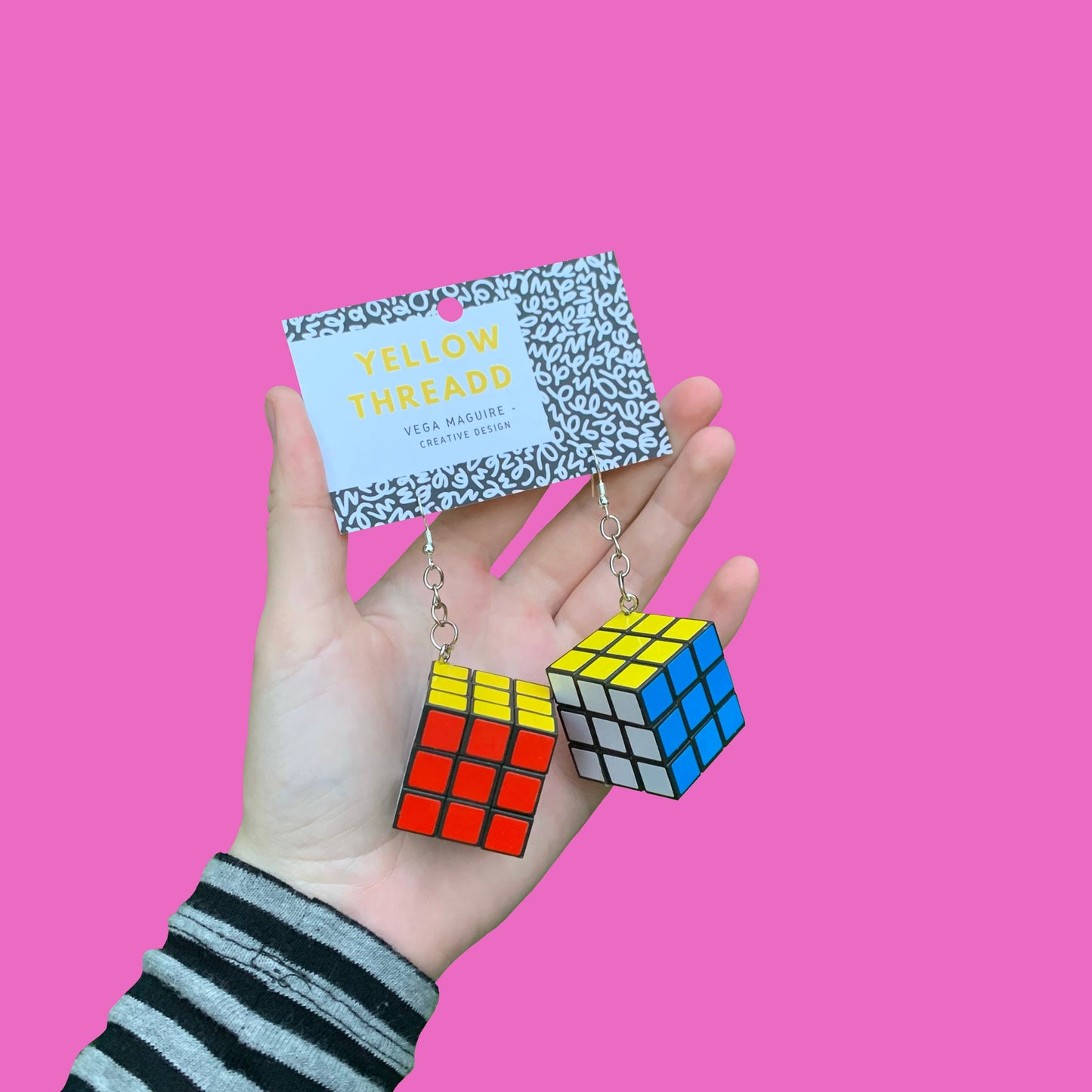 Vintage 80s Rubik’s cube quirky novelty earrings