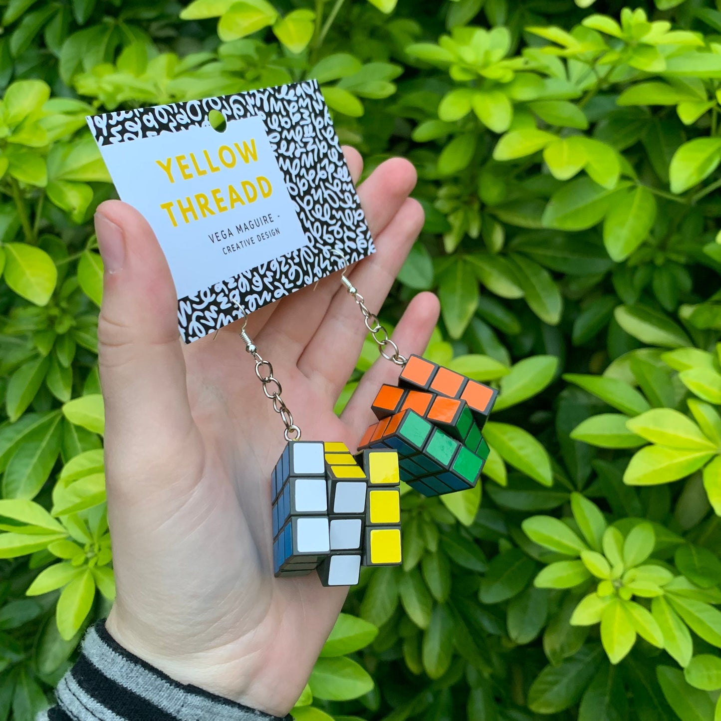Vintage 80s Rubik’s cube quirky novelty earrings
