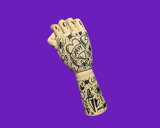 Large Tattooed Artist Dummy Posable Hand