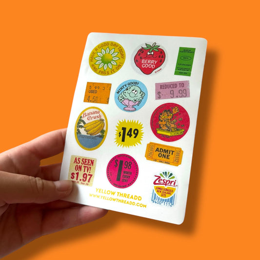 A6 Vintage Label Scrapbook Sticker Sheet