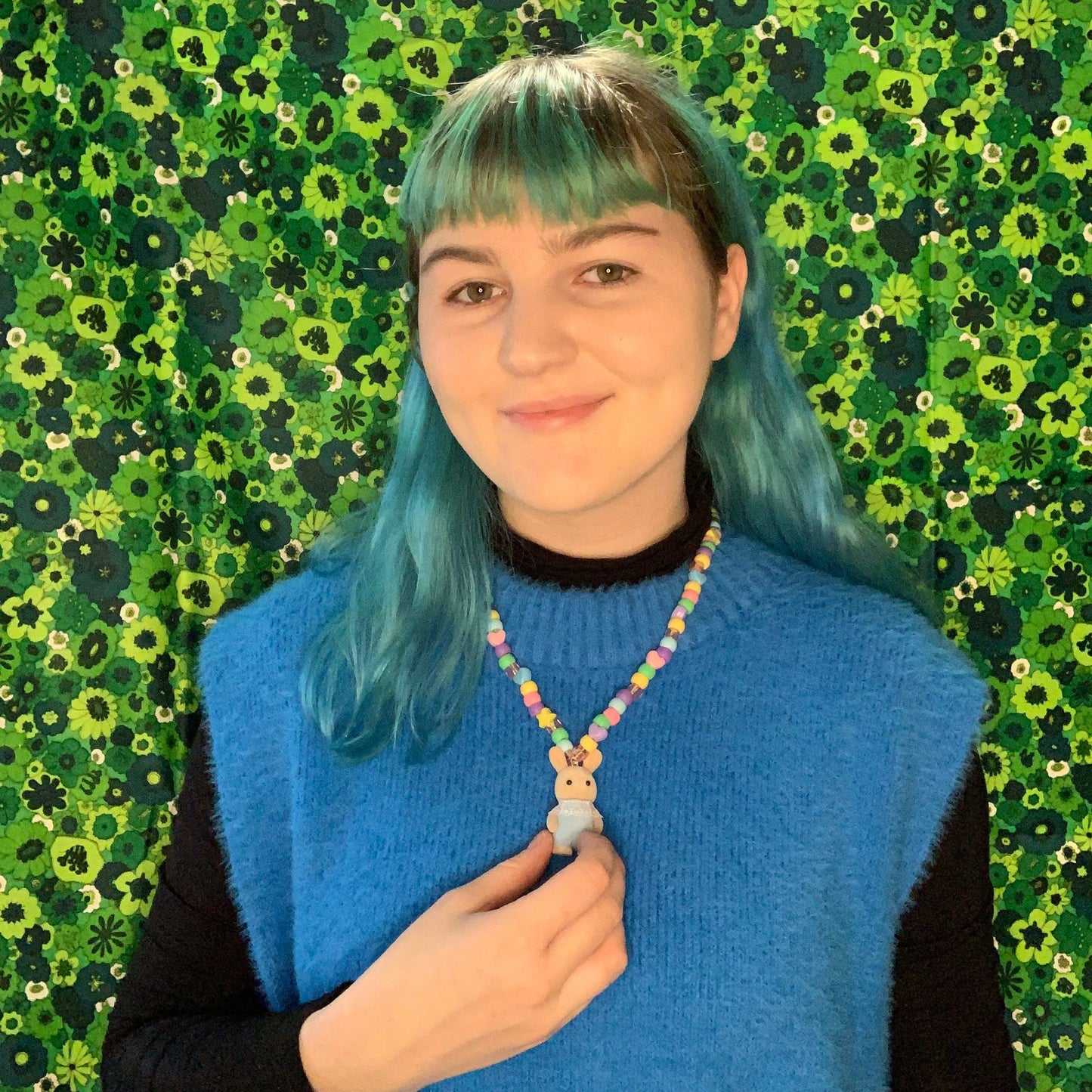 Critter Bead Necklace - Blue Llama