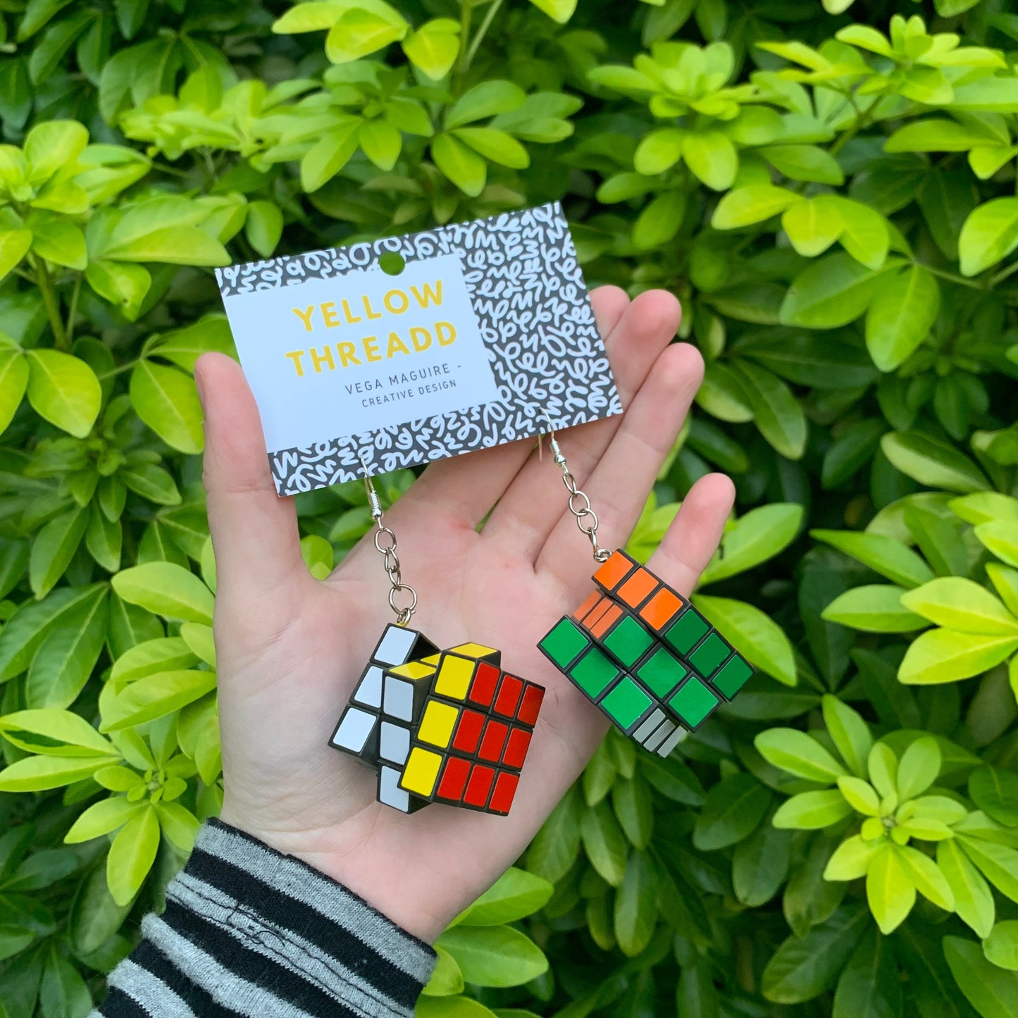 Vintage 80s Rubik’s cube quirky novelty earrings