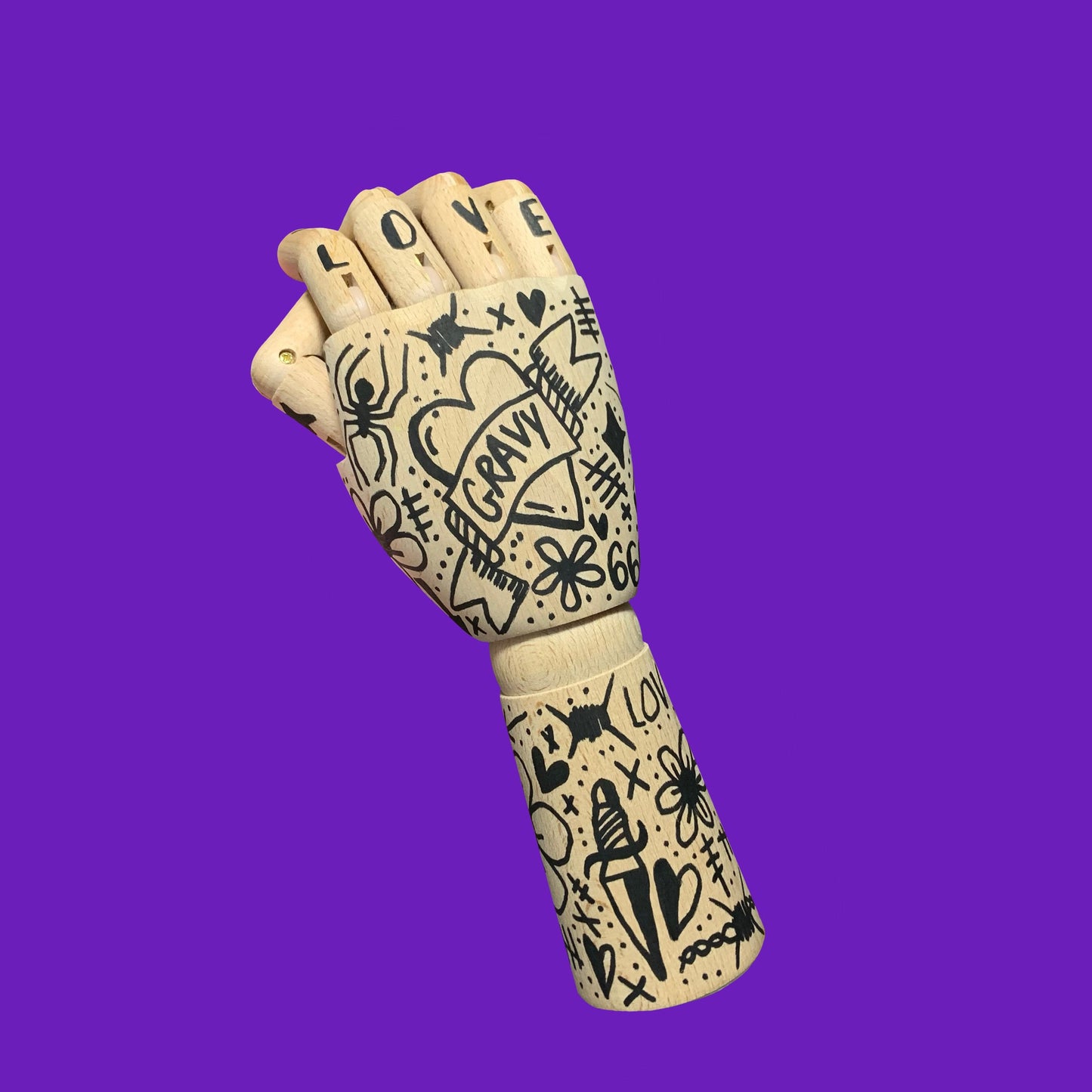 Large Tattooed Artist Dummy Posable Hand