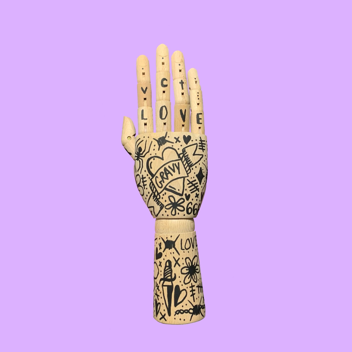 Large Tattooed Artist Dummy Posable Hand