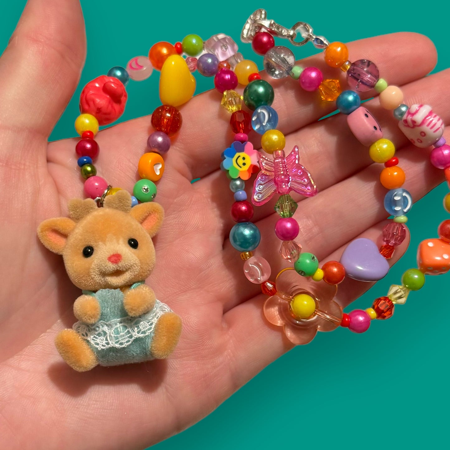 Critter Bead Necklace - Rainbow Deer