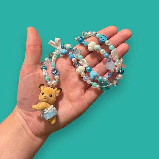 Critter Bead Necklace - Blue Deer