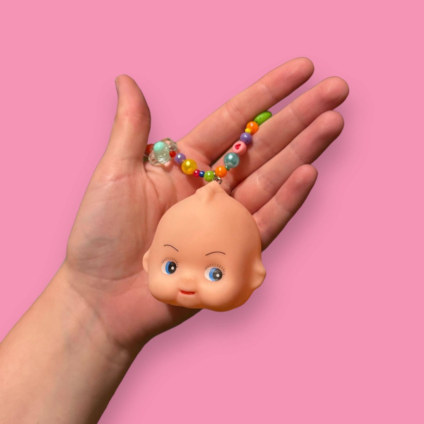 Kewpie Baby Doll Head Bead Necklace