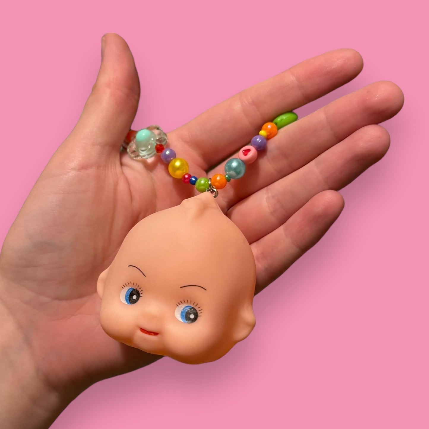 Kewpie Baby Doll Head Bead Necklace