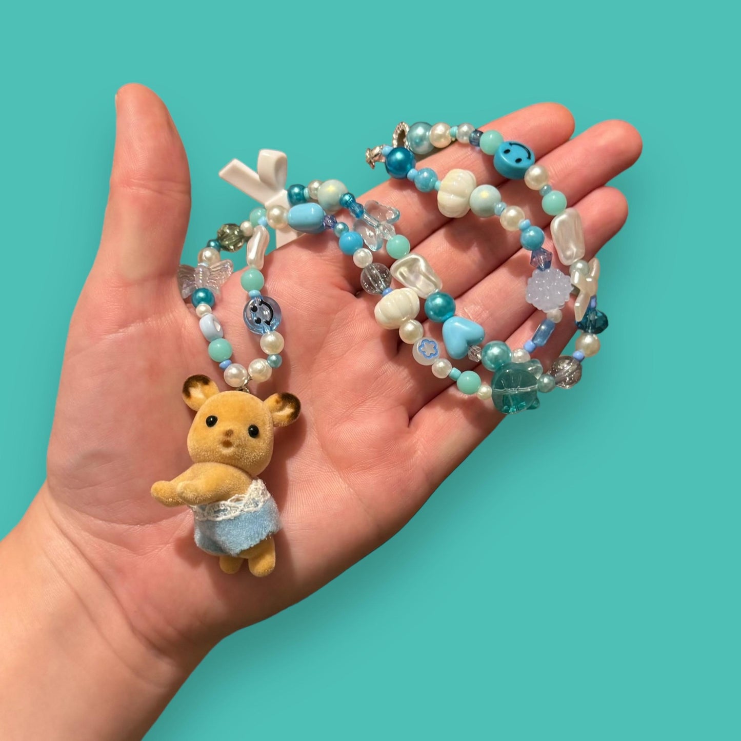 Critter Bead Necklace - Blue Deer