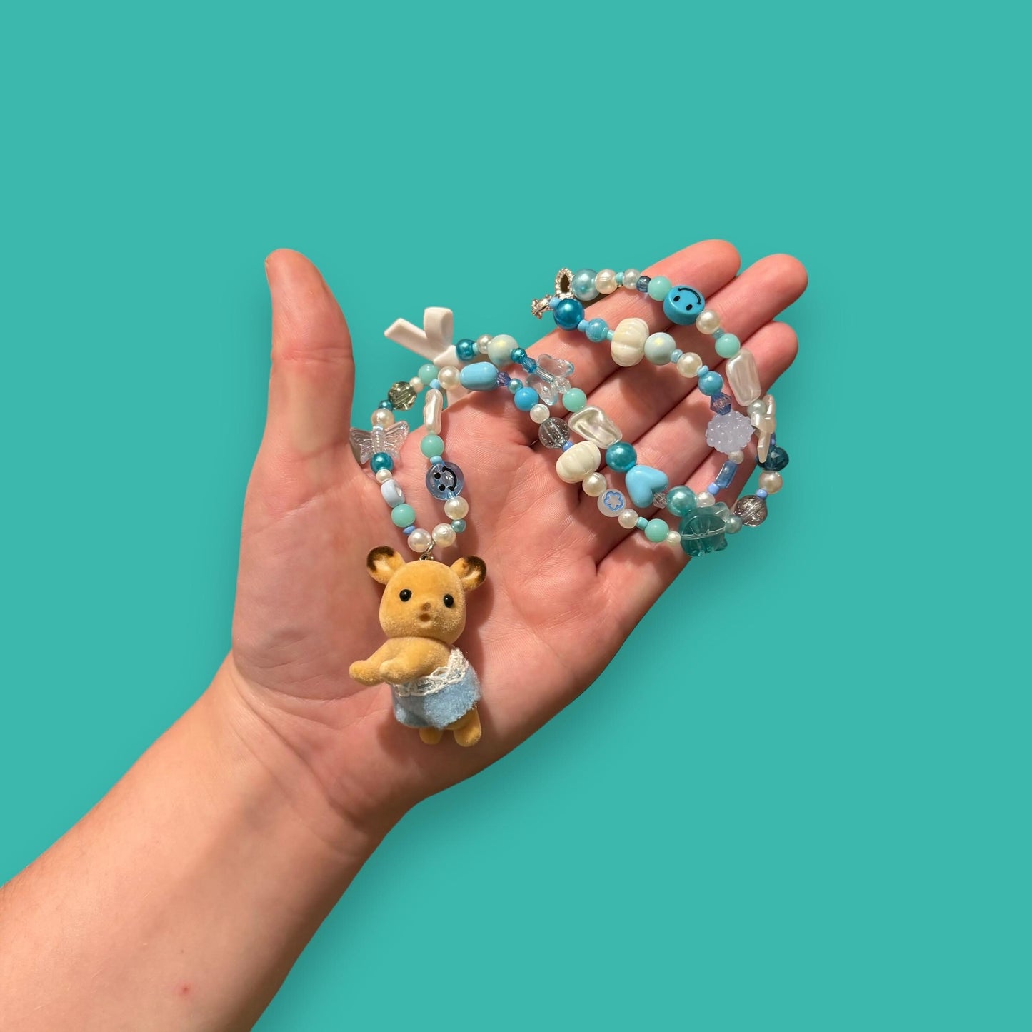 Critter Bead Necklace - Blue Deer