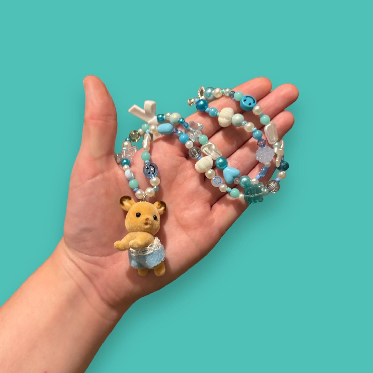 Critter Bead Necklace - Blue Deer