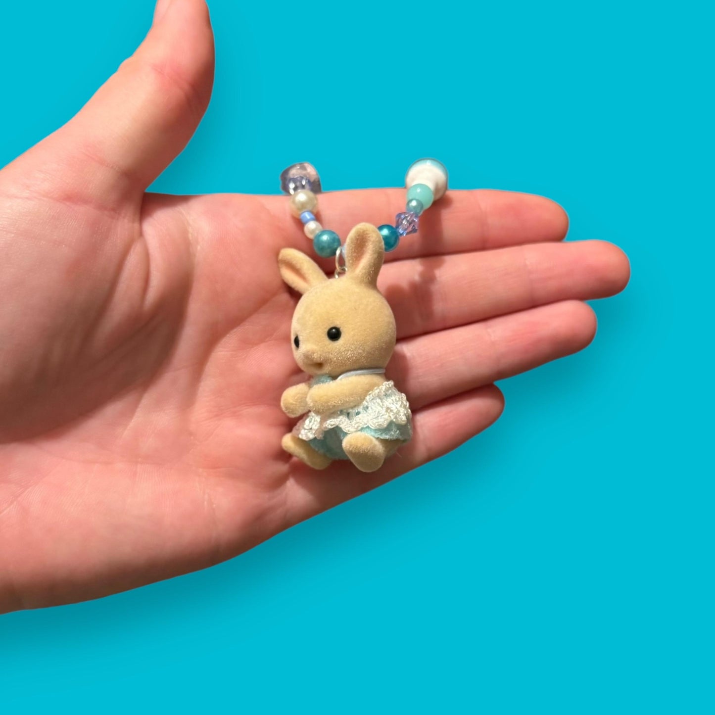 Critter Bead Necklace - Blue Bunny