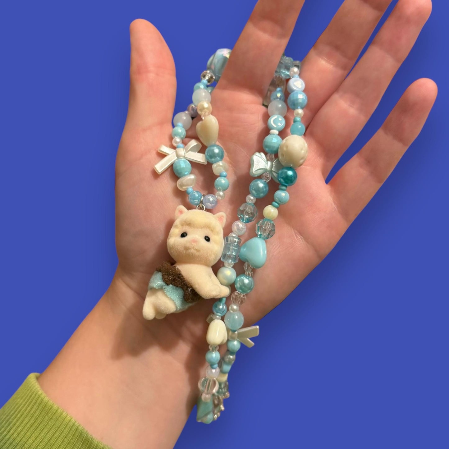 Critter Bead Necklace - Blue Llama