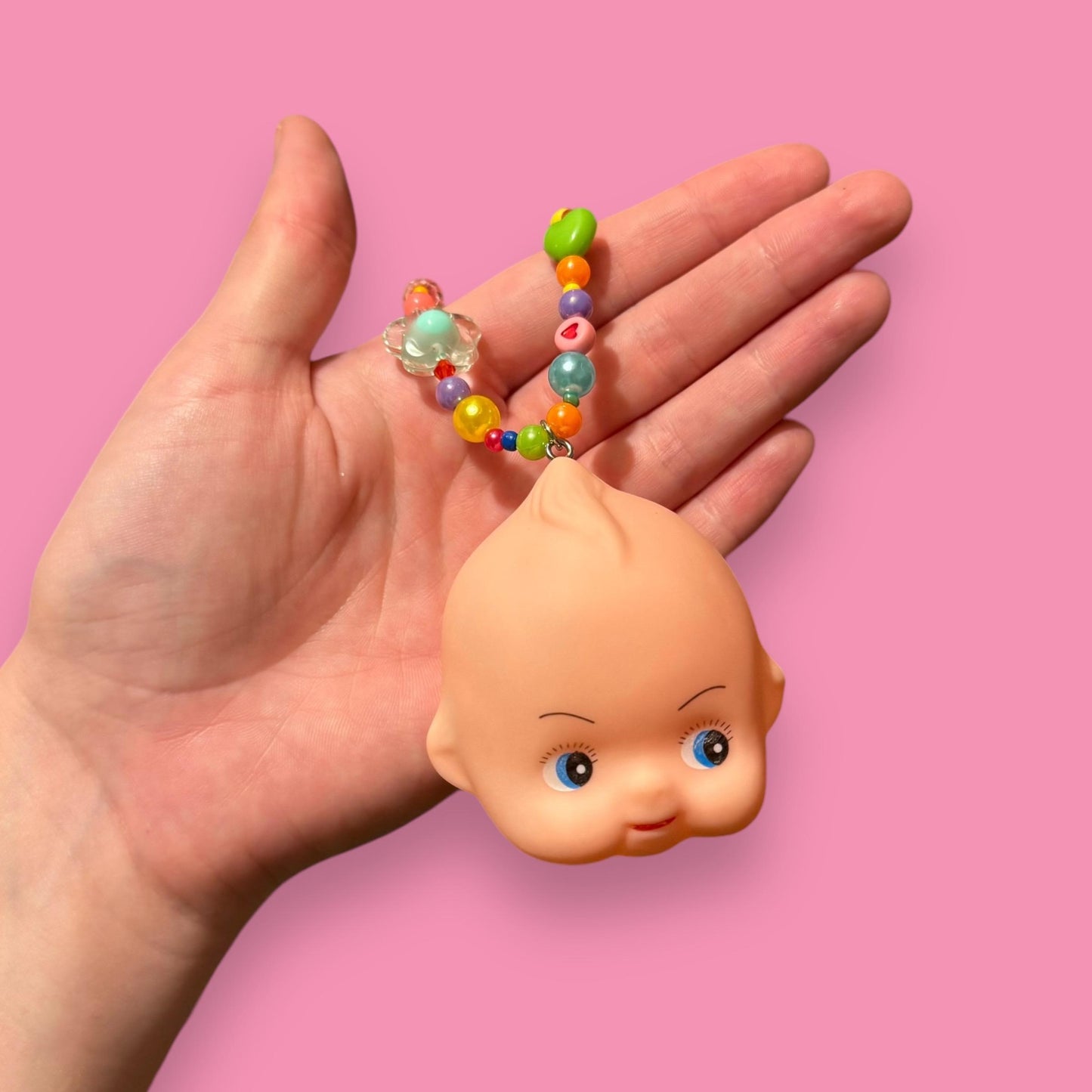 Kewpie Baby Doll Head Bead Necklace