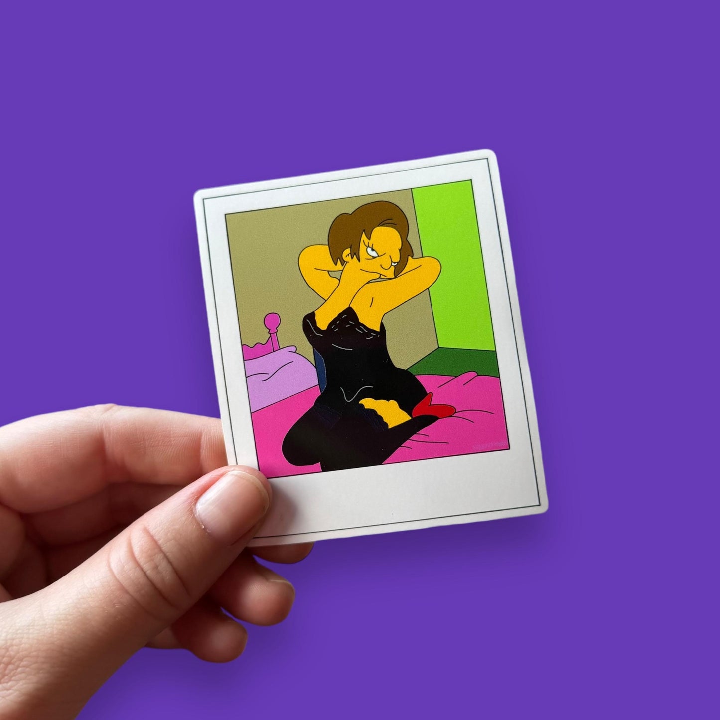 Edna Krabappel Polaroid cartoon vinyl sticker