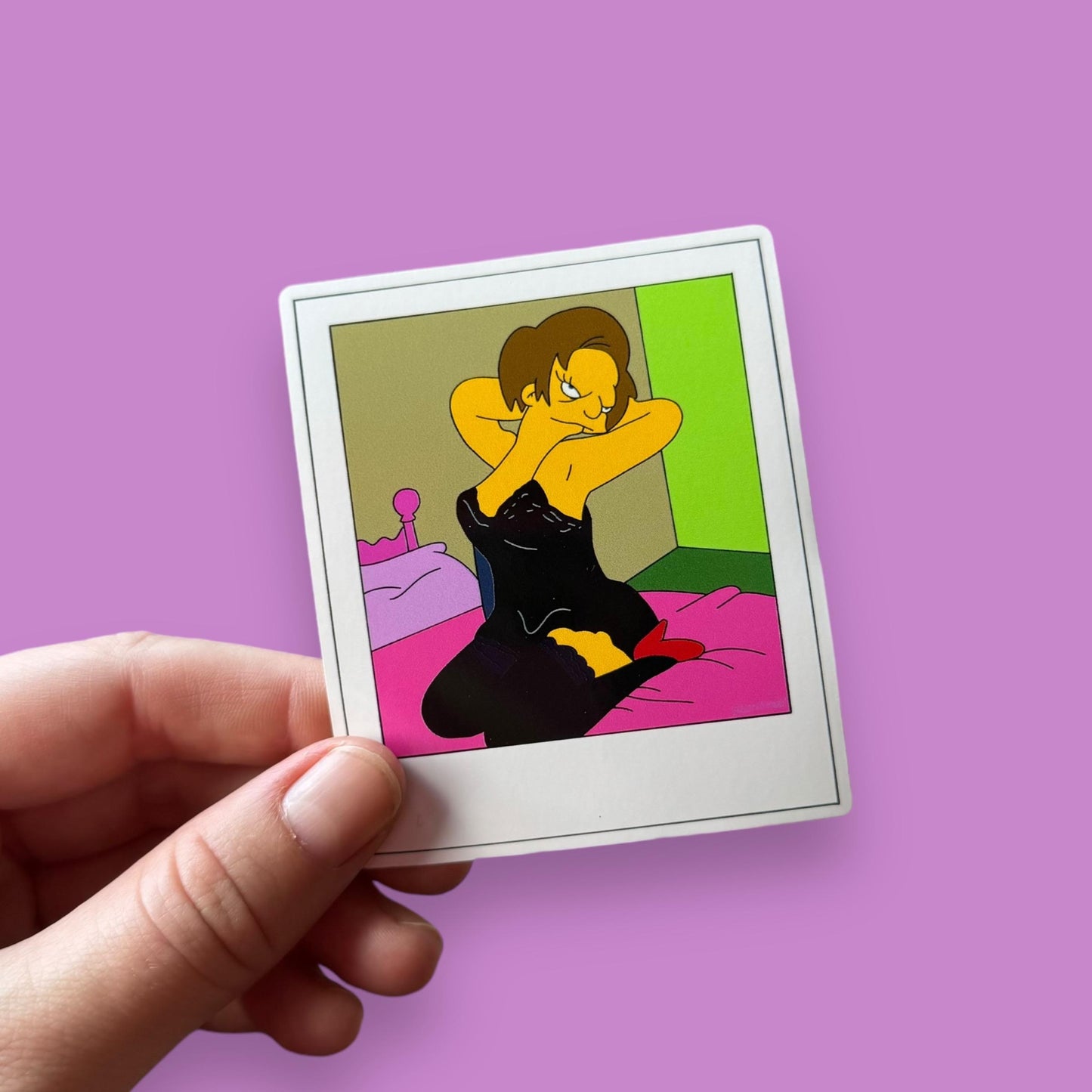 Edna Krabappel Polaroid cartoon vinyl sticker