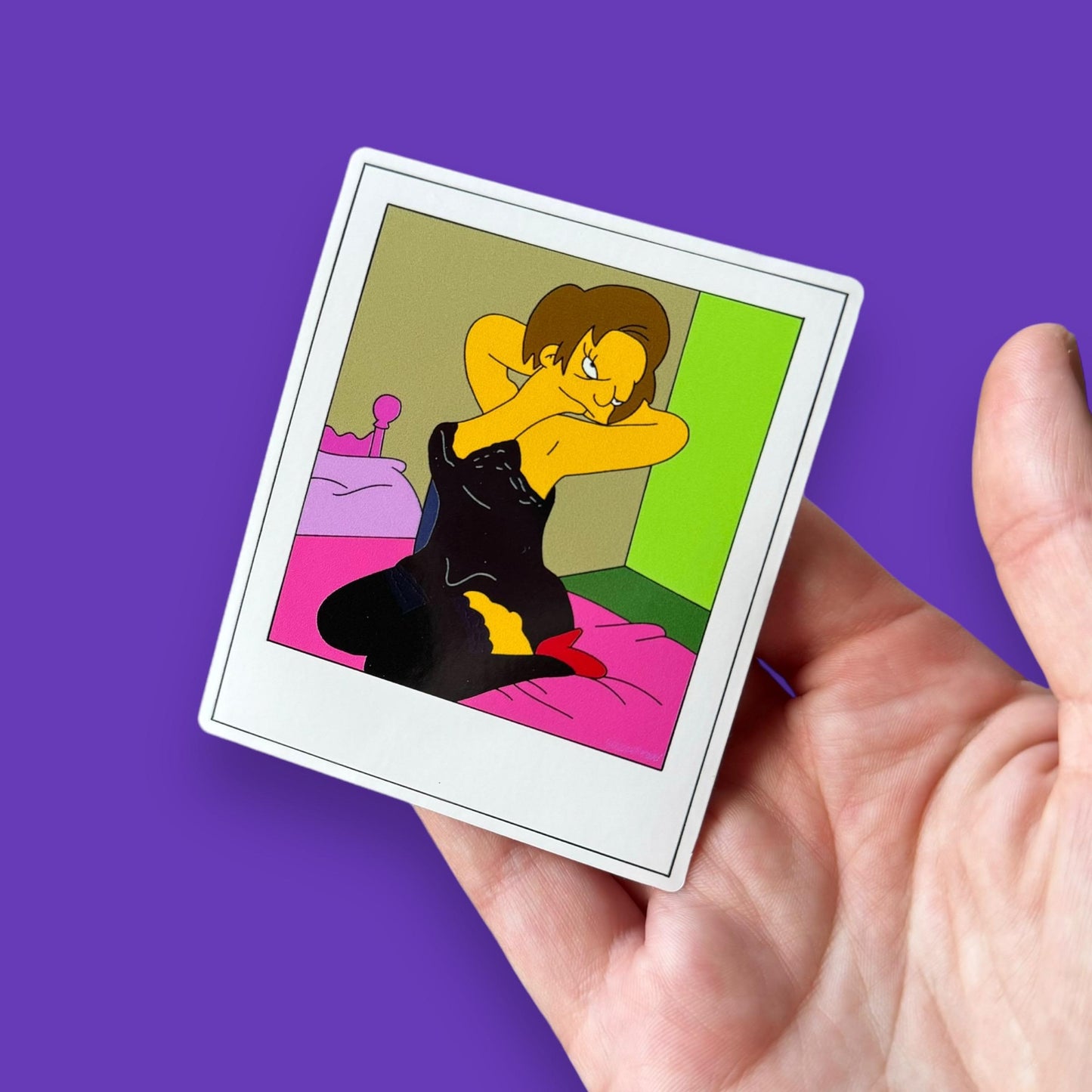 Edna Krabappel Polaroid cartoon vinyl sticker