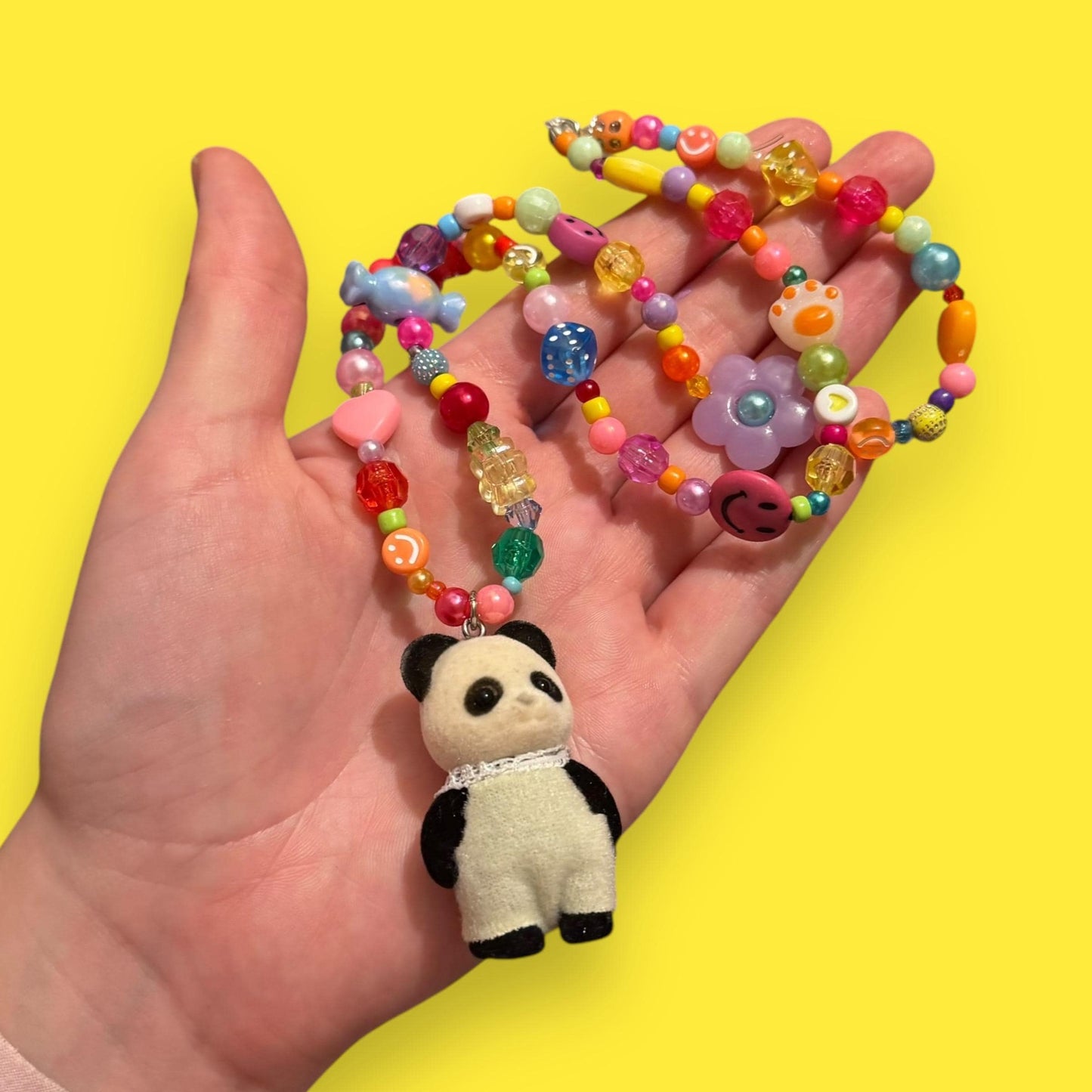 Critter Bead Necklace - Rainbow Panda