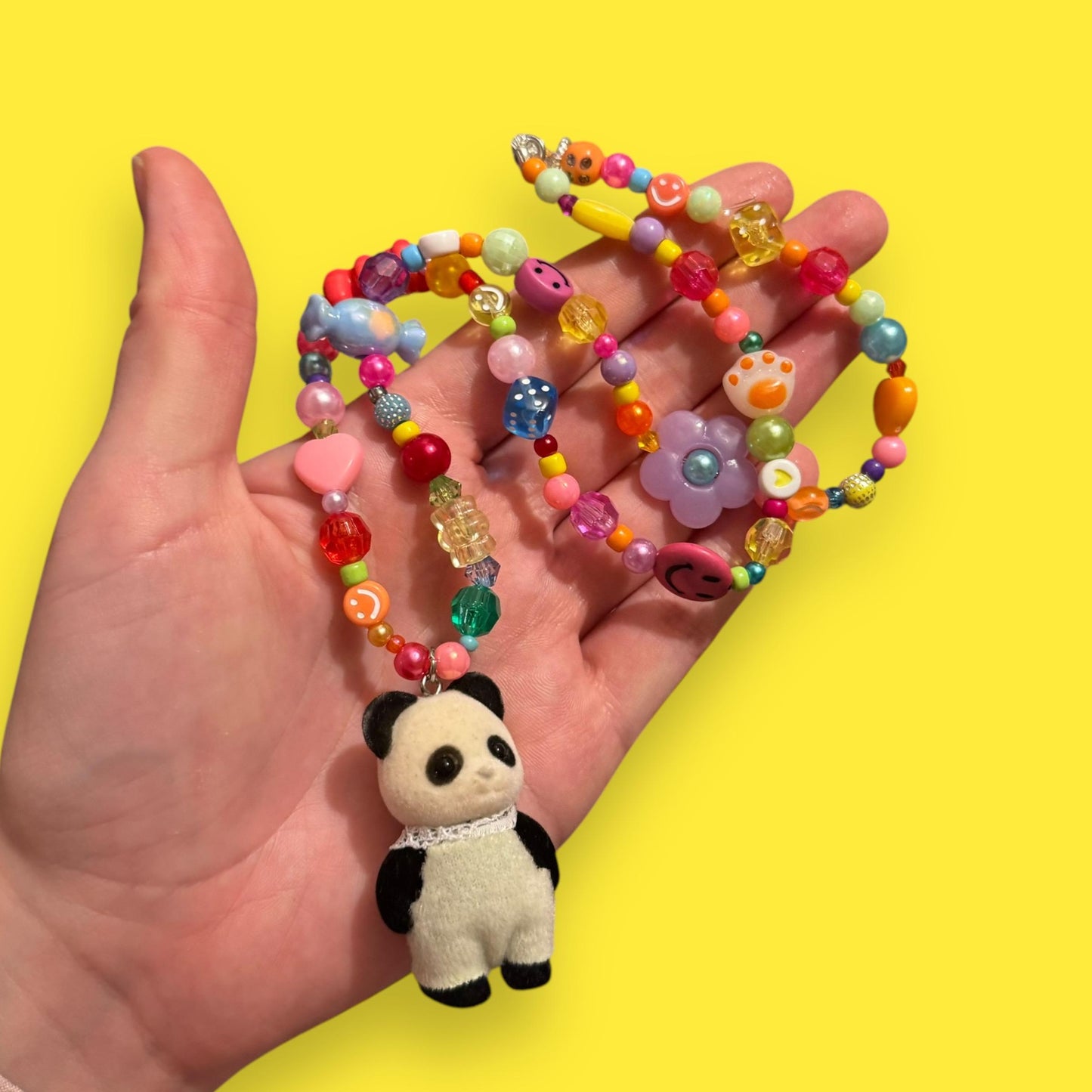 Critter Bead Necklace - Rainbow Panda