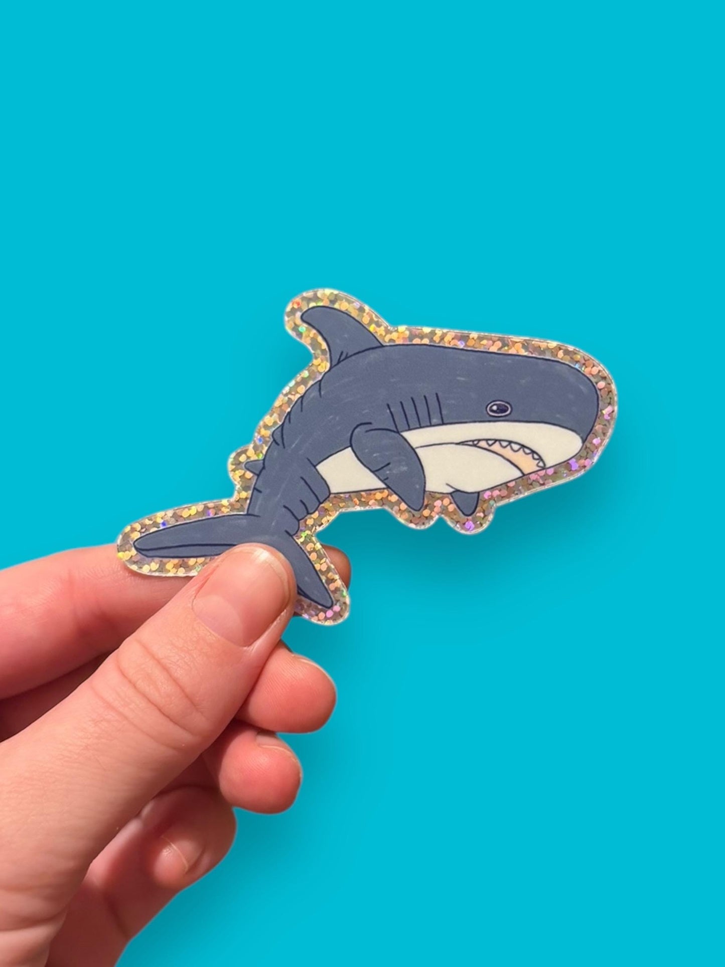 BLÅHAJ Shark glitter vinyl sticker