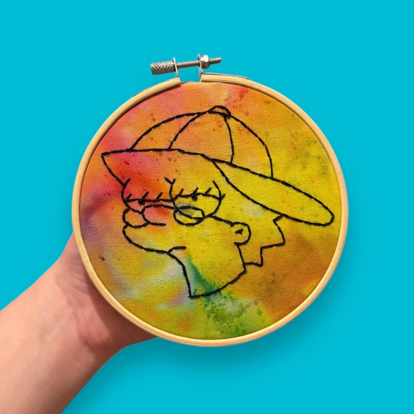 Cool Lisa Embroidery hoop HANDEMBROIDERED