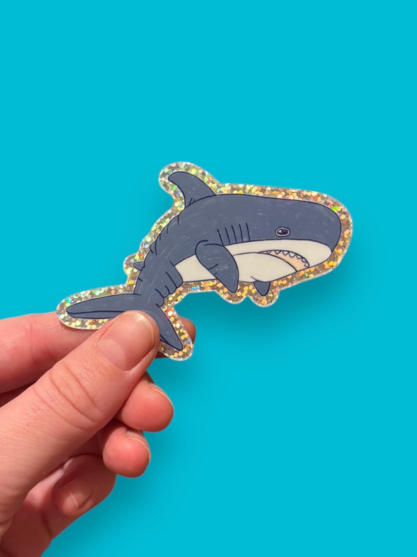 BLÅHAJ Shark glitter vinyl sticker