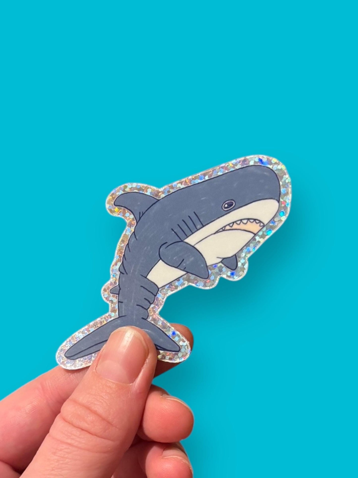 BLÅHAJ Shark glitter vinyl sticker