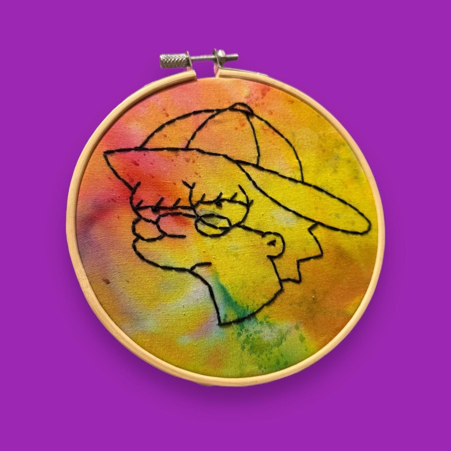 Cool Lisa Embroidery hoop HANDEMBROIDERED