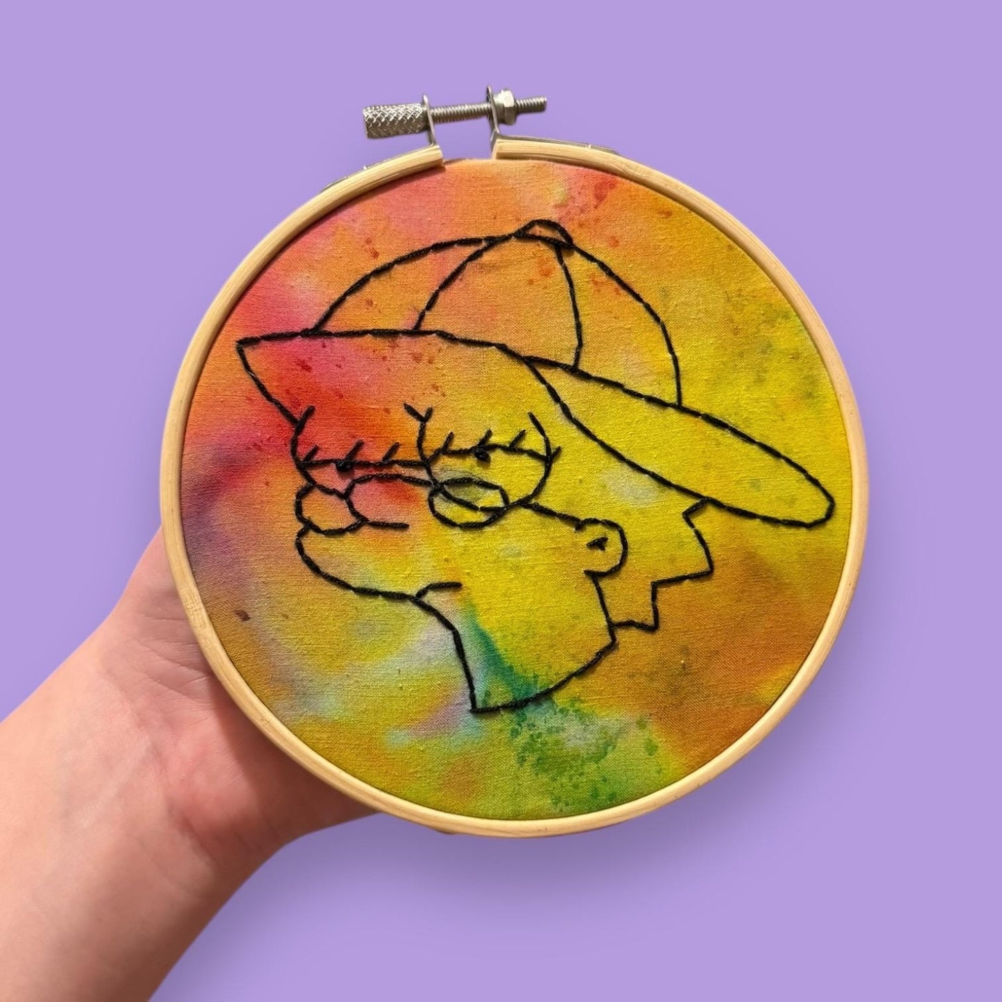 Cool Lisa Embroidery hoop HANDEMBROIDERED