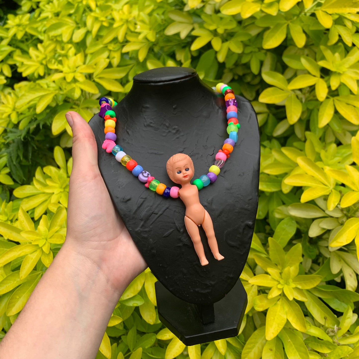 Vintage Blinking Doll Bead Necklace