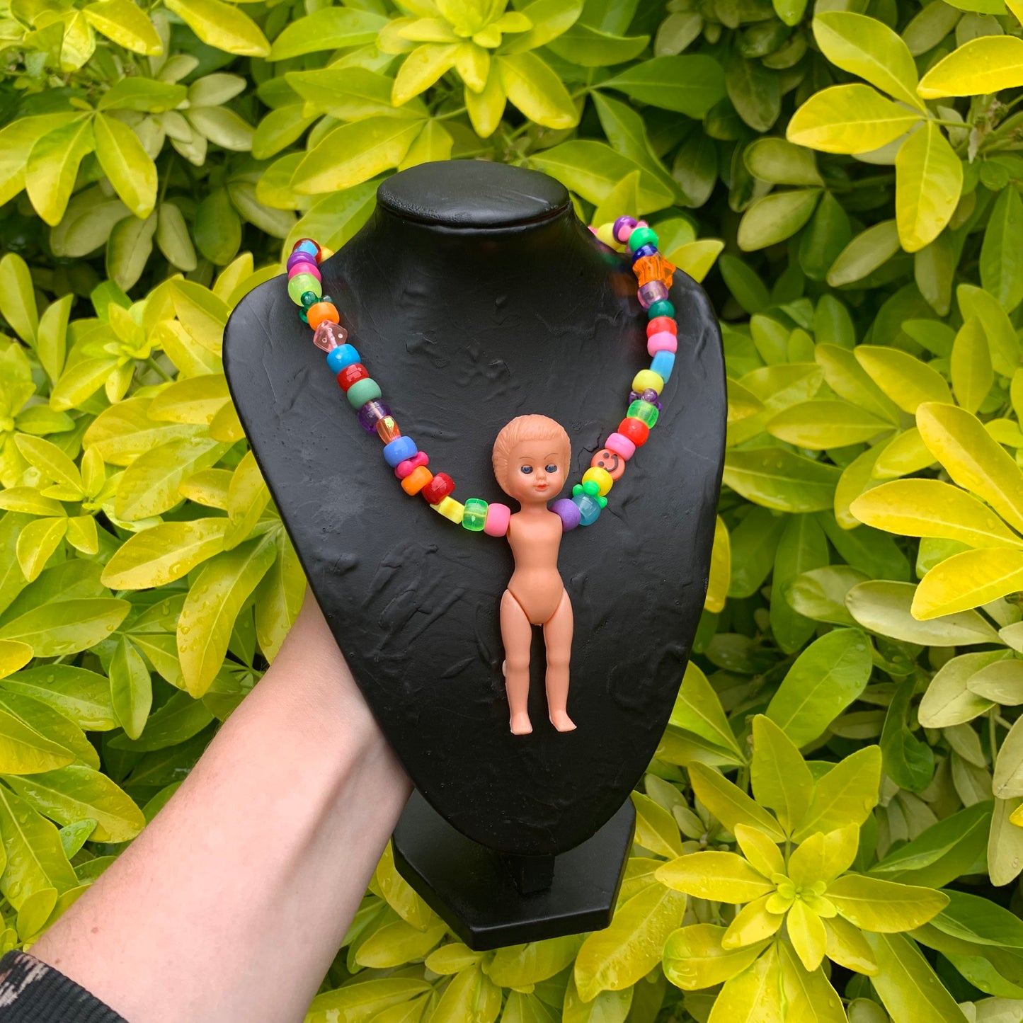 Vintage Blinking Doll Bead Necklace