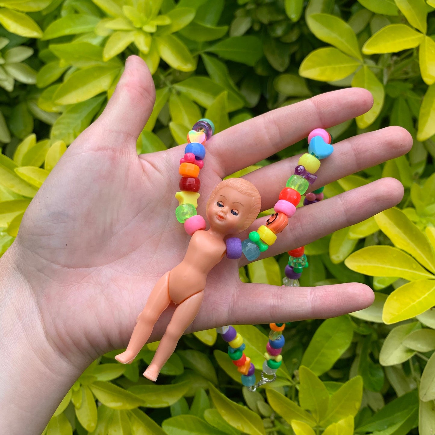 Vintage Blinking Doll Bead Necklace