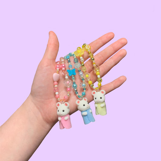 Baby Bead Necklace - Pastel Mouse